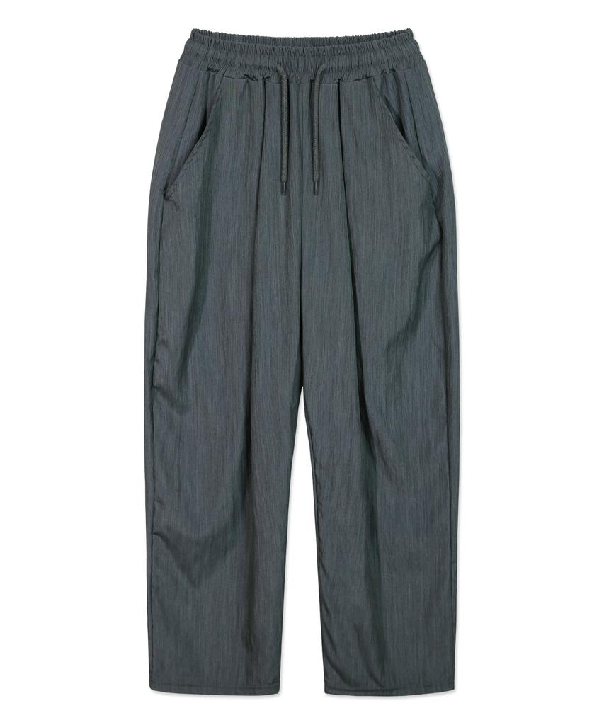 BAKKEN [Feature] Torch Summer Band Single-Pleat Wide Slacks Bk2995_Charcoal