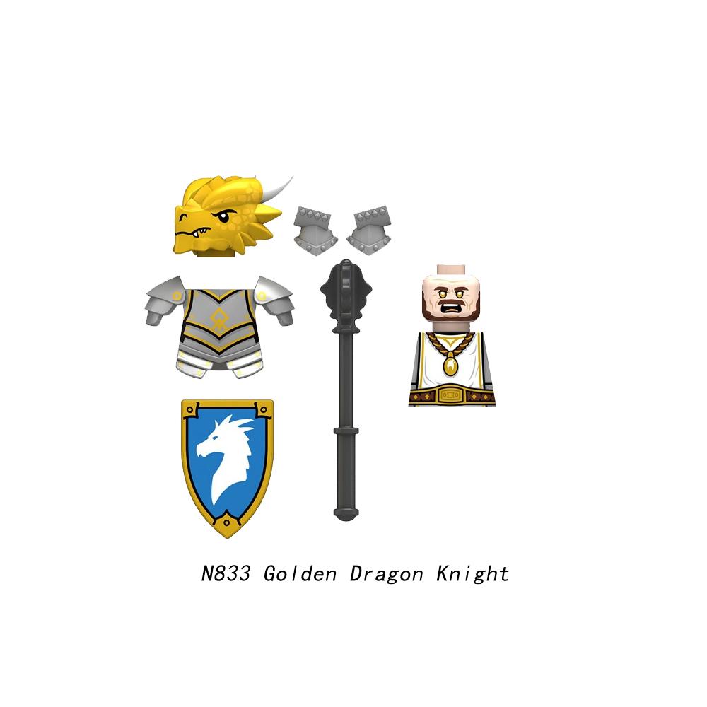 Средневековый Замок Солдат Фигурки Действия Строительные Блоки Дракон Аниме Рыцарь Аксессуар Боевой Конь Ополчение Шлем Щит Игрушка Подарок S015