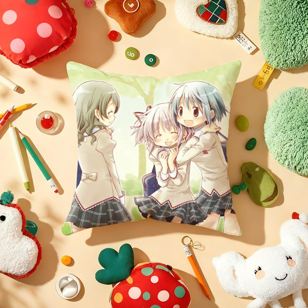 Cushion Cover Plush Fabric Soft DoubleSided Printed Sofa Warm Winter Home Gift Pillow Cover PPuella MMagi Madoka Magica