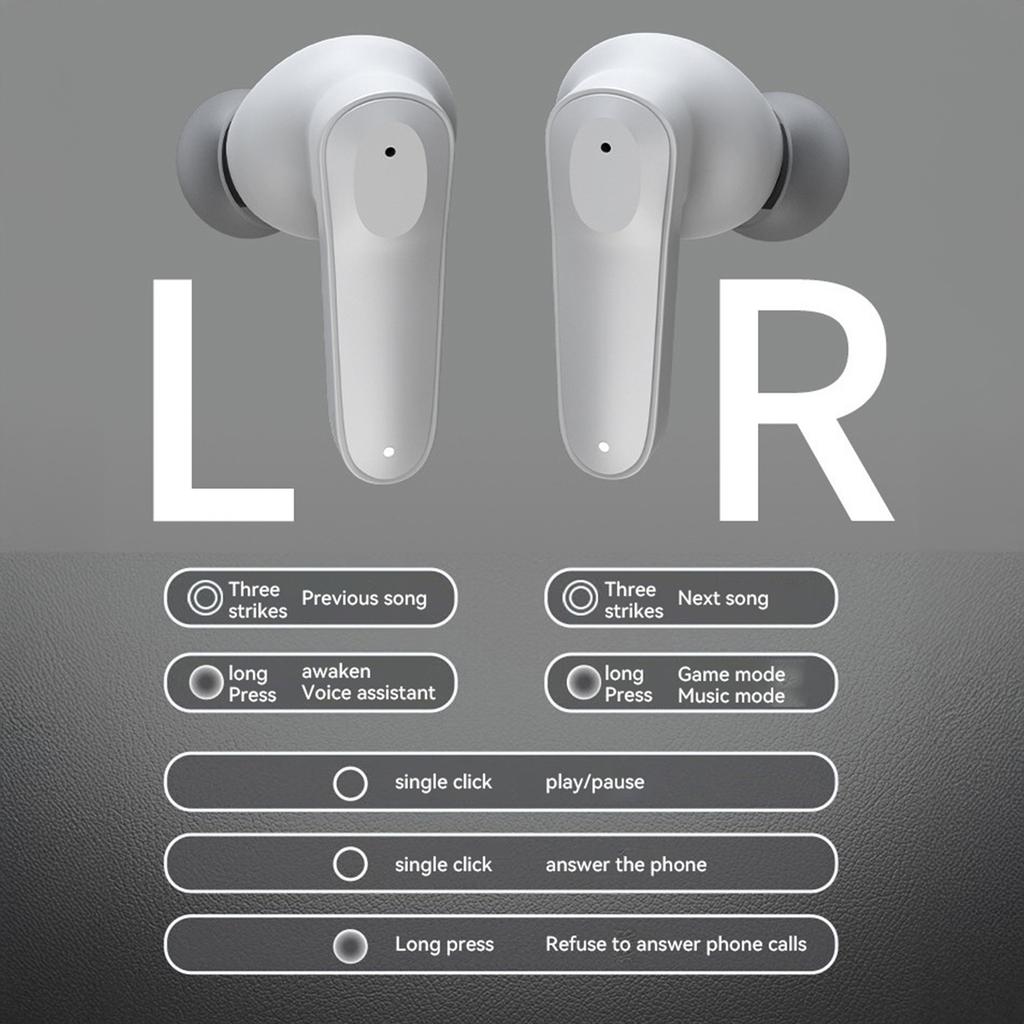 Wireless Bluetooth-Earbuds Headset Touch Control Game Music Low-Latency Earphone for Daily Gym Workout Sports