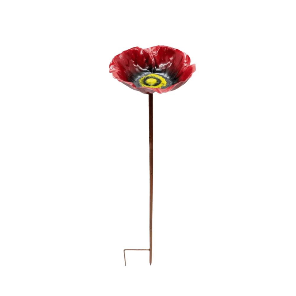 Flower Shaped Bird Bath Stand Metal Bird Water Dispenser Bird Bath Bowls Flower Garden Stake Patio