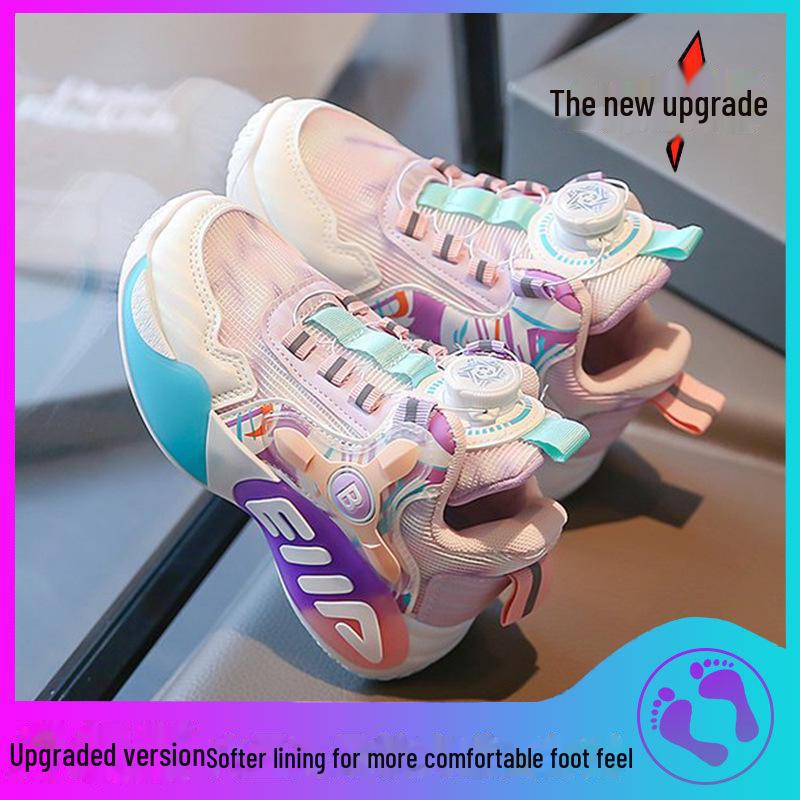 Spring/Autumn 2025 Kids' Sports Shoes: Breathable Mesh with Rotating Buckle for Girls & Boys