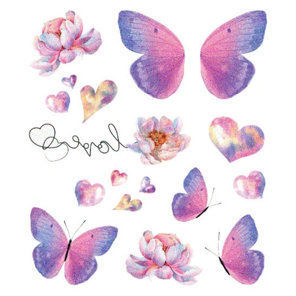 Художественные красочные переводные татуировки, временные татуировки, татуировка бабочки, блестящие наклейки для татуировок