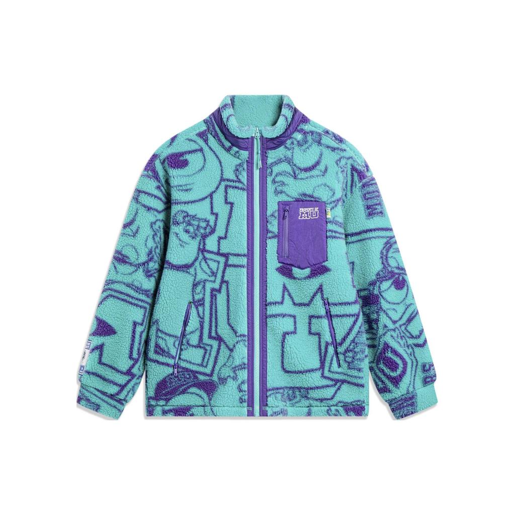 Li Ning X Disney Monsters University Collaboration флисовая теплая свободная трикотажная куртка мужская куртка Ice-Porcelain-Green AFDT655-2