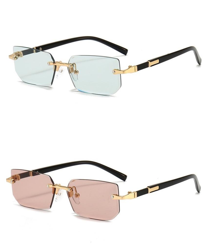 Trendy Rimless Rectangle Sunglasses Frameless Fashion Shades Punk Sunglasses Gradient Men Women UV400 Eyewear Driving