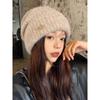 Autumn and Winter Korean Style Large Head Circumference Loose Knitted Pile Hat Showing Face Small Warm and Thickened Ear Protection Hat