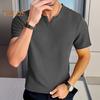 Мужская футболка с V-образным вырезом и коротким рукавом, однотонная, облегающая, мягкая, дышащая, летняя, повседневная одежда