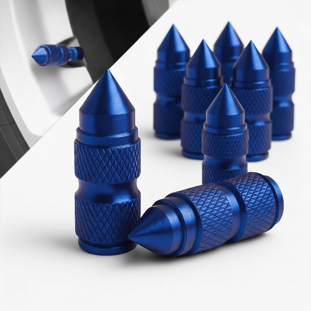 8PCS Spike Tire Valve Stem Caps, Aluminum Alloy Pointed Air Valve Covers, Universal Dustproof Car Wheel Valve Caps for Cars, Trucks, SUVs,
