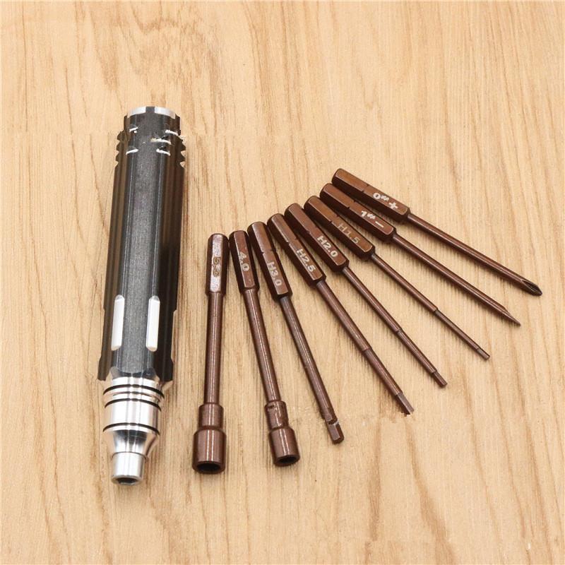 8 in 1 Screwdriver Hobby Hardware Repair Tools Kit For RC Car Drone Plane Hex Philip Spanner Socket Hexagon H1.5 H2.0 H2.5 H3.0