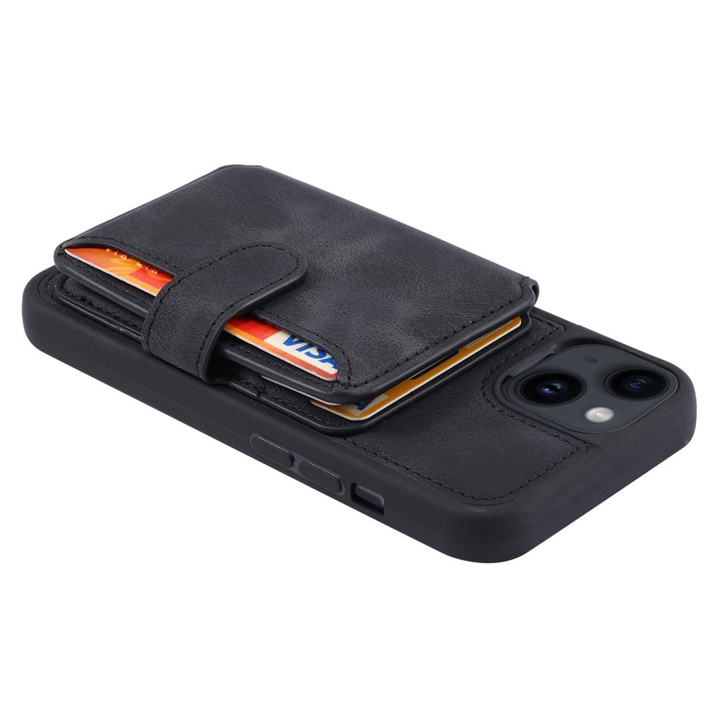 RFID Blocking Phone Case for iPhone 13,Wallet Kickstand Leather Coated TPU Back Cover