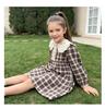 Girls' college style dress with long sleeves for children in spring and autumn