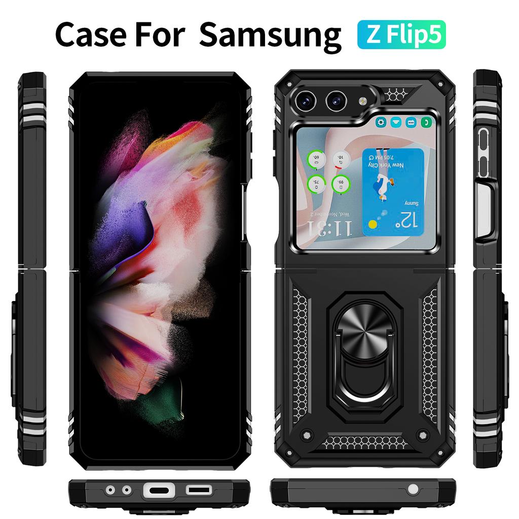 For Samsung Z Flip 7 6 5 4 3 Flip4 Flip3 Shockproof Folding Armor Case for Samsung Galaxy Z Flip 5 Flip5 5G Stand Holder Ring Cover