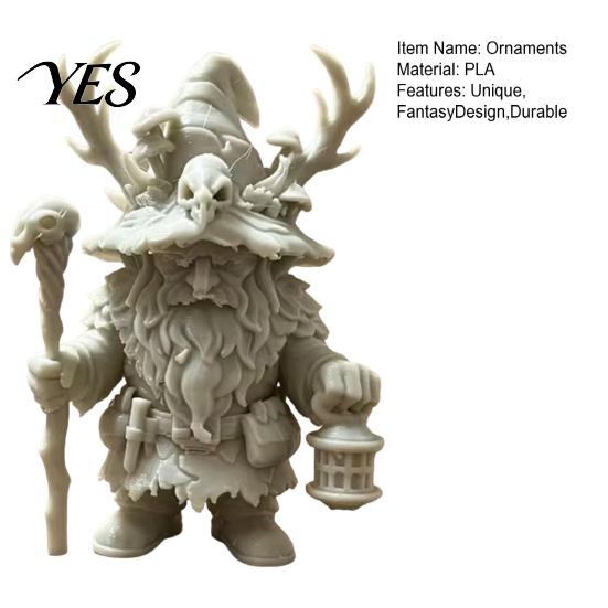 Fantasy Dwarf Figurine Wizard Figurine, 3D Printed Mage Statue, Forest Sorcerer Decor Ultra-precise Printing for Desk Shelf, Easter Gift Collectors