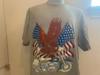 Vintage 90's USA Bald Eagle and Motorcycle Biker American Flag Grey T Shirt Size XL