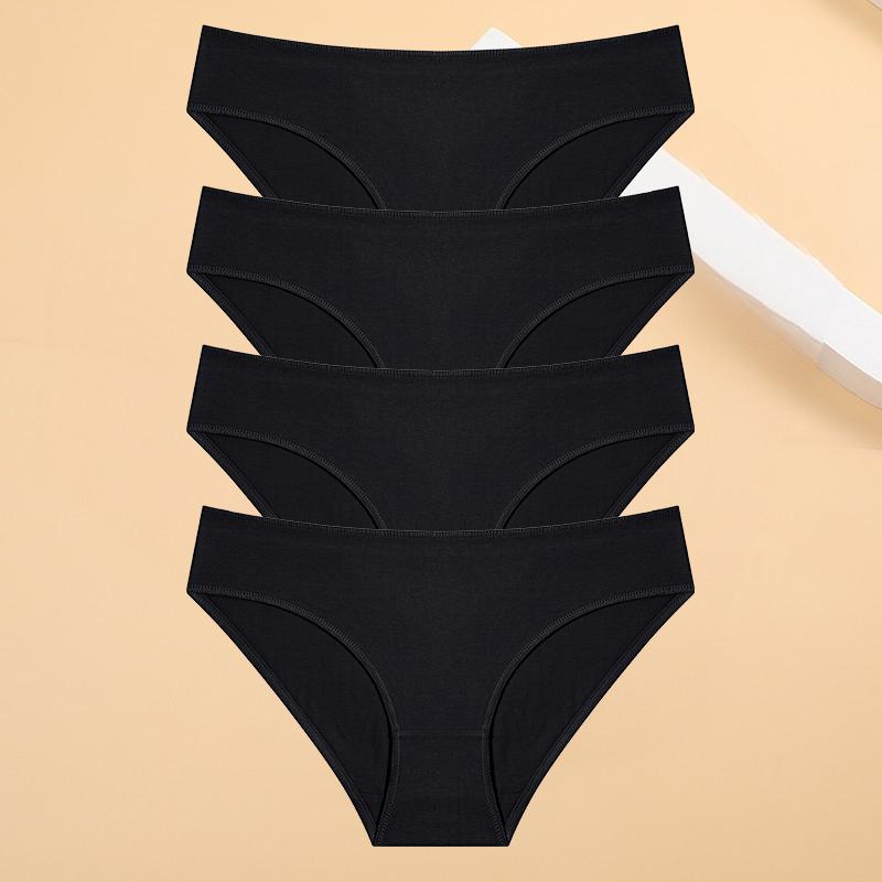 4 шт./компл. с низкой талией, сексуальные женские трусики, хлопковые трусы для женщин, однотонные трусы, нижнее белье, трусики для девочек, мягкое нижнее белье