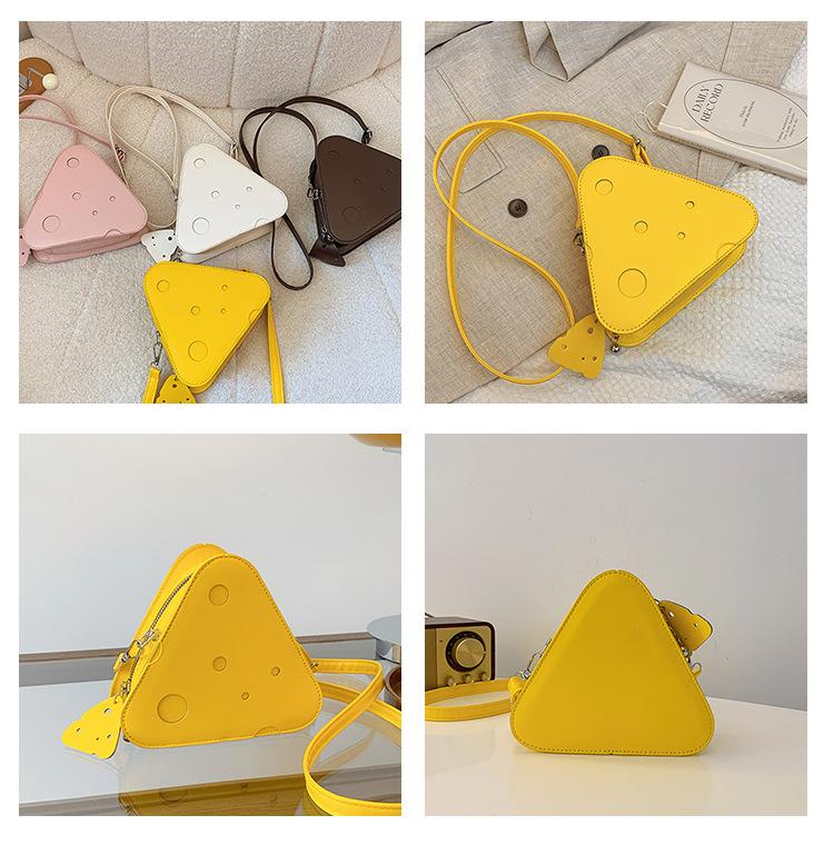 Симпатичная сумка с дырочками и сыром, маленькая женская сумка 2024 года, новый иностранный стиль, креативная треугольная сумка через плечо