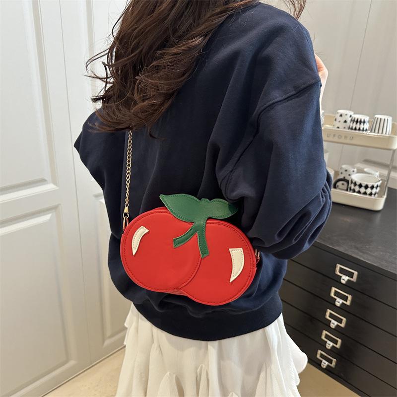 New Creative Cherry Shape Shoulder Messenger Bag Female Cute Personalized Small Bag Chain Bag