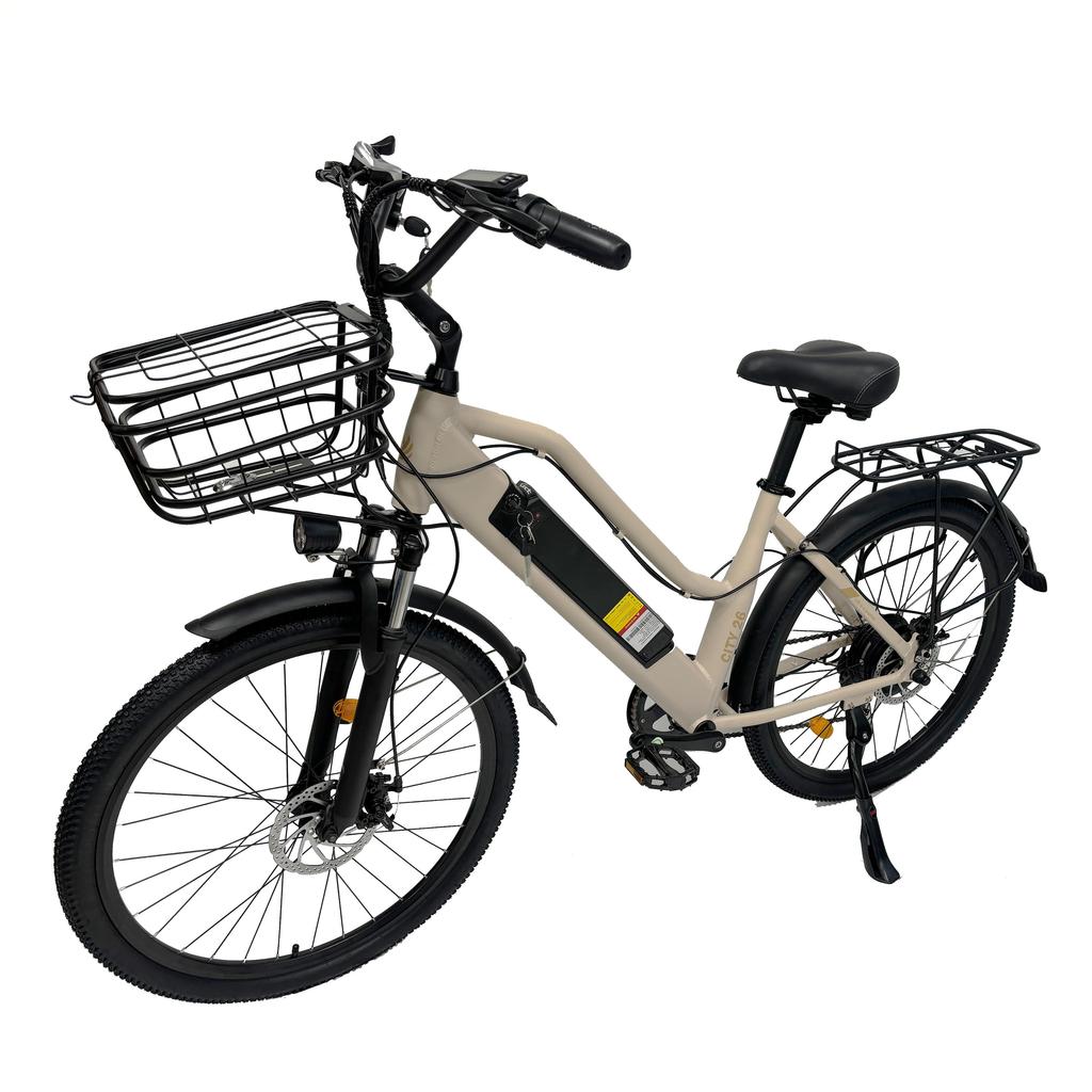 ORLMS City Lady Blue/Black/Grey 500W motor+48V15AH battery 26 * 1.75 inch tires Ximano 7-speed power-off disc brake electric bicycle