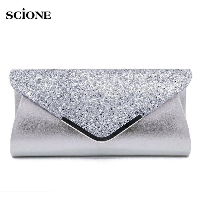 SCIONE Fashionable Dinner PU Sequin Elegance Handbags Catching Bag Clutch Bag Cosmetic Banquet Bag