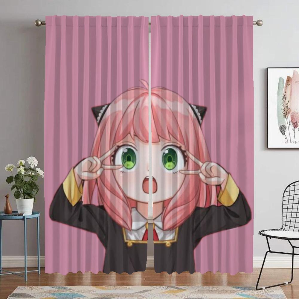 Shades Spy X Family Window Curtain for Room 2 Panel Blackout Curtains Tulle for Bedroom Halloween Decoration Partition Living