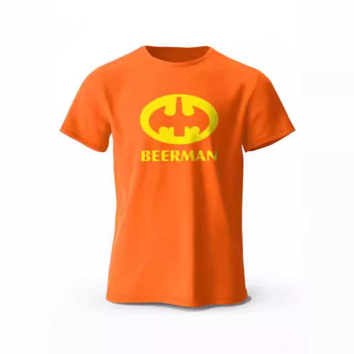 Beer print T-shirt men's and women's classic oversized fun print 3D print short-sleeved summer top