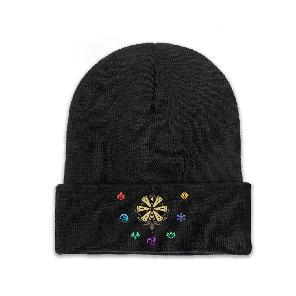 Genshin Impact Elements Impact Knitted Caps for Women Unisex Beanies Winter Hats Polyester Anime Game Warm Cap