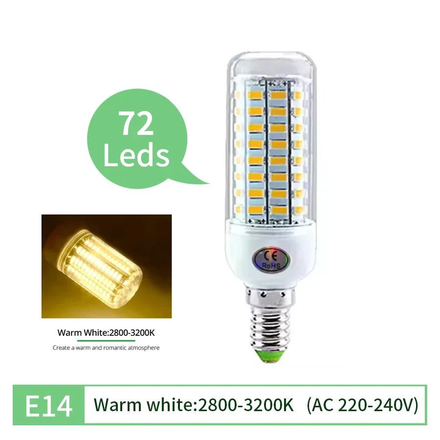 Светодиодные лампы-кукурузы 5730 Smd 220V 240V Светодиодная маленькая лампа Украшение для дома E14 E27 2700K 6500K Теплый белый