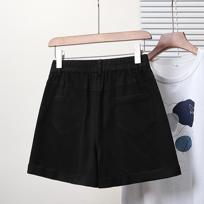 DIMANAF Plus Size 2025 Женские шорты, брюки, летние свободные джинсы-шаровары, короткие базовые брюки с высокой талией и эластичным поясом