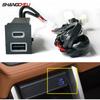 Автомобильное двойное USB-зарядное устройство 12 В/24 В QC3.0 Type-c PD Синий светодиод Адаптер-зарядка для телефона Подходит для Toyota RAV4 Wildlander Corolla