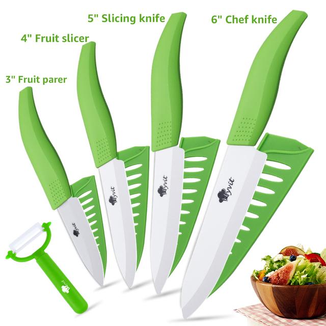 Ceramic Knives Kitchen Knives 3 4 5 6 Inch Chef Knife Cook Set+peeler White Zirconia Blade