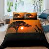 Tropical Animals Duvet Cover Exotic Animal Silhouette Sunset Bedding Set Full For Girls Boys Decor Hawaii Sea Wave Quilt Cover