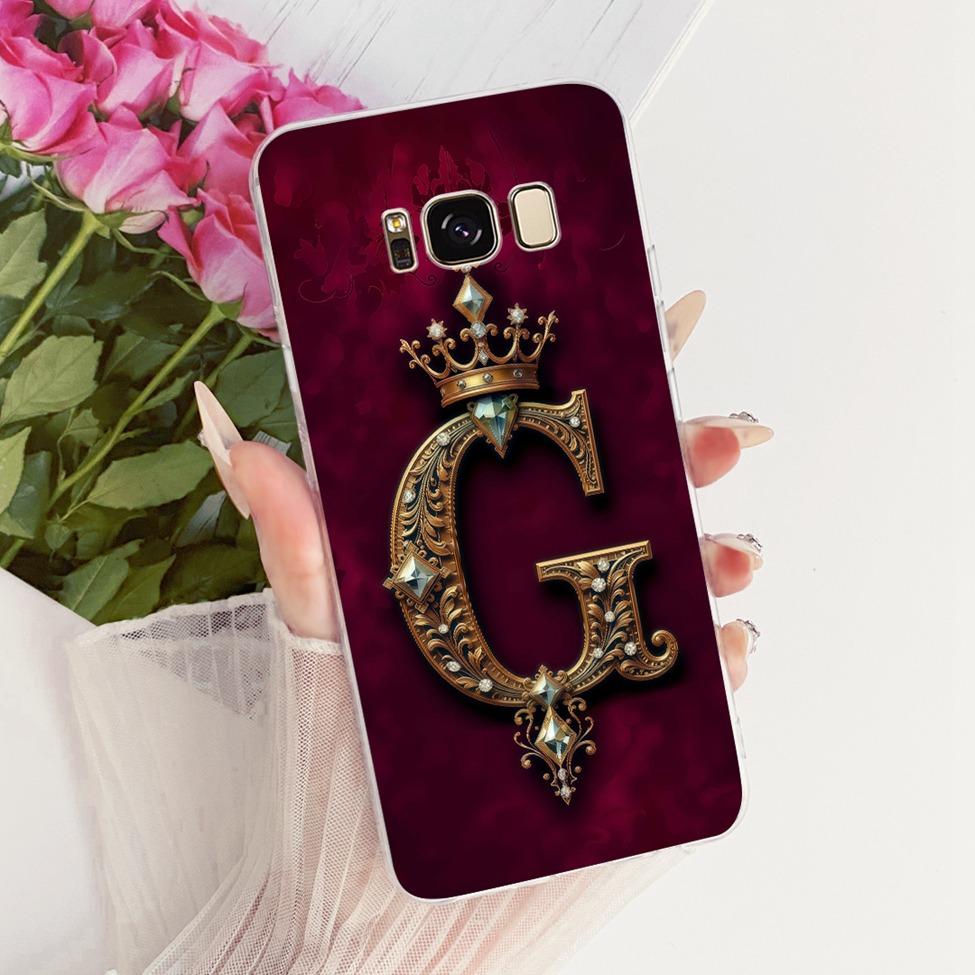 Для Samsung S8 Прозрачный чехол SM-G950FD Роскошная корона Буквы от A до Z 2D Плоский узор Funda Для Samsung Galaxy S8 G950F Мягкий чехол для телефона