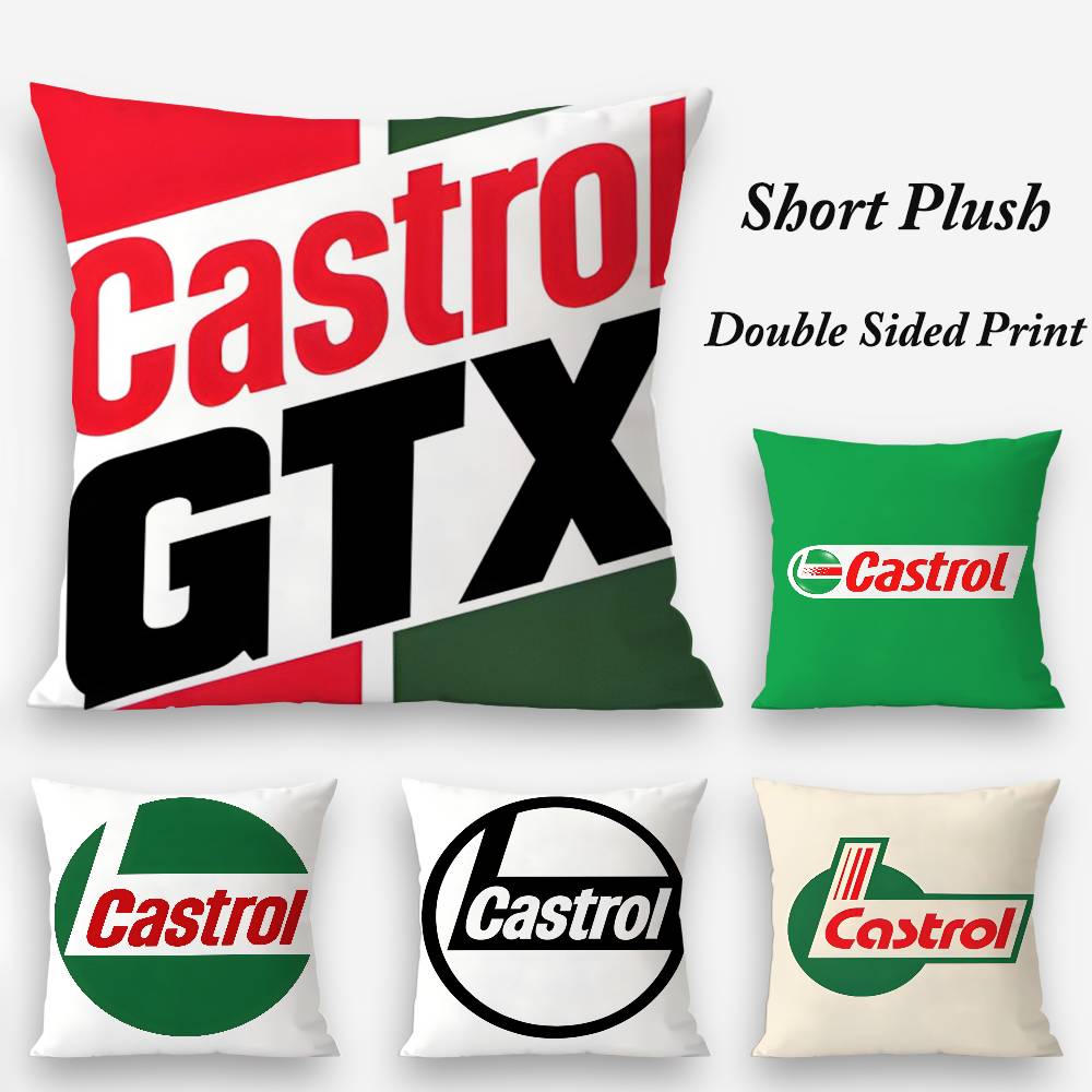 Logo C-Castrol Pillow Case Plush Fabric Soft Double Sided Print Home Sofa High Quality Cushion Cover Throw