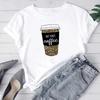 (Asian Size) Women Fashion T Shirt Leopard Coffee Love Sweet Woman Female T Clothing Short Sleeve Print Tee Top Graphic T-shirts