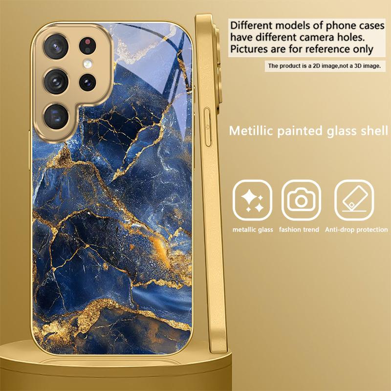 Текстура мрамора Для Samsung Galaxy S26 S20 FE S21 S22 S23 Plus S24 Ultra S25 Ultra S21 S25+ S22FE Золотой стеклянный чехол для телефона