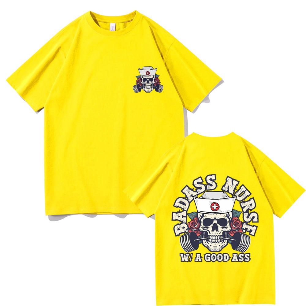 Крутая Медсестра с Хорошей Попой Накидка Футболка Мужская Женская Мода Оверсайз Футболки Мужские Смешные Скелет Медсестра Короткий Рукав