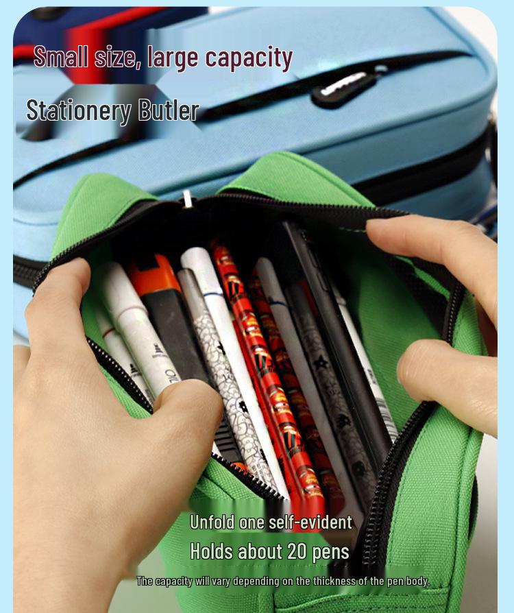 Минималистичный двухслойный пенал большой вместимости для учеников начальной школы - Дизайн, вдохновленный интернет-знаменитостями