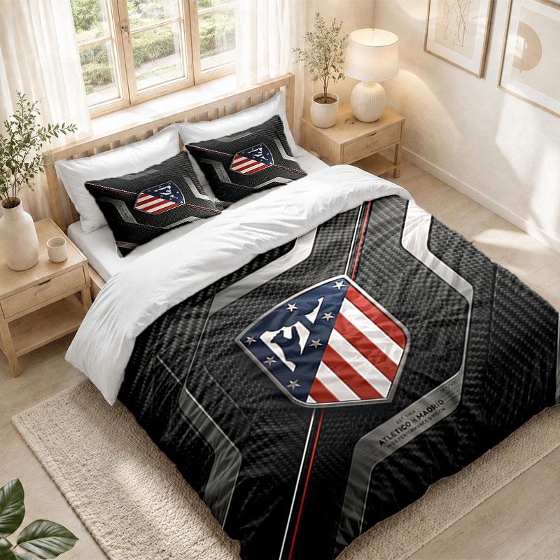 Bedding Set 1 Duvet Cover 2 Pillowcases Atletico Madrid Print Bedroom Home Decoration