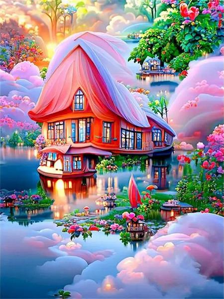 Набор для алмазной живописи «Цветочная фантазия» Полный квадратный круглый вышитый мозаичный дом Пейзаж Домашний декор