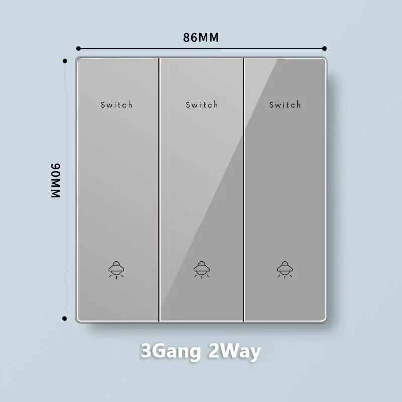 Universal Tempered Glass Dual 3 Pin Power outlet,UK 13A Wall Plug Socket with 20W Fast charge,Home Electrical 2way Light Switch