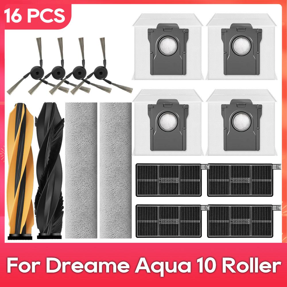 Подходит для ( Dreame Aqua 10 Ultra Ролик в сборе, Aqua 10 Ultra Гусеница ) Комплектующие и принадлежности: Основная боковая щетка, Фильтр, Швабра, Пылесборник