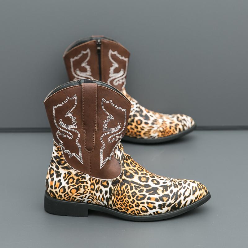 Retro Style West Cowboy High Top Embroidery Boots Autumn New Men Outdoor Casual Boots Fashion Soft Sole Comfort Motorcycle Boots