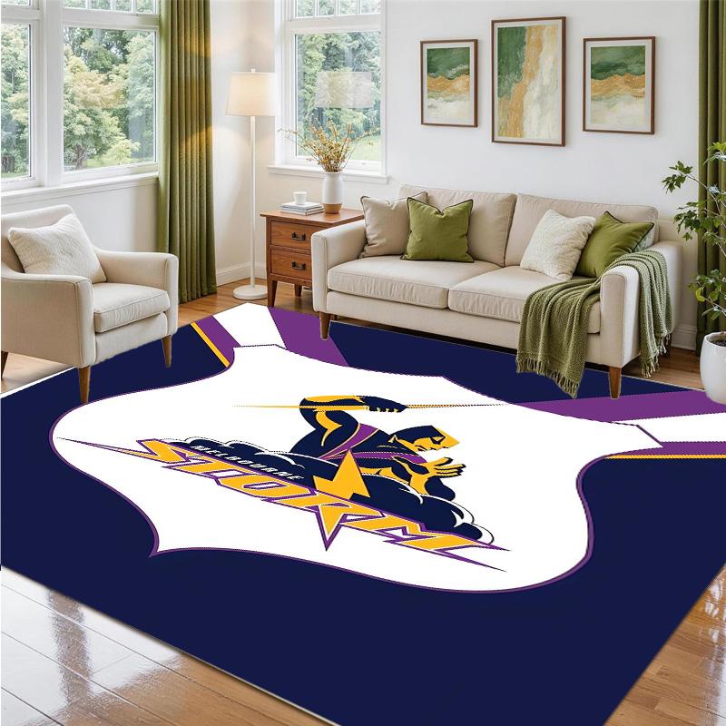 Melbourne Storm Design Crystal Velvet Rug Soft Decorative Mat for Bedroom Entrance