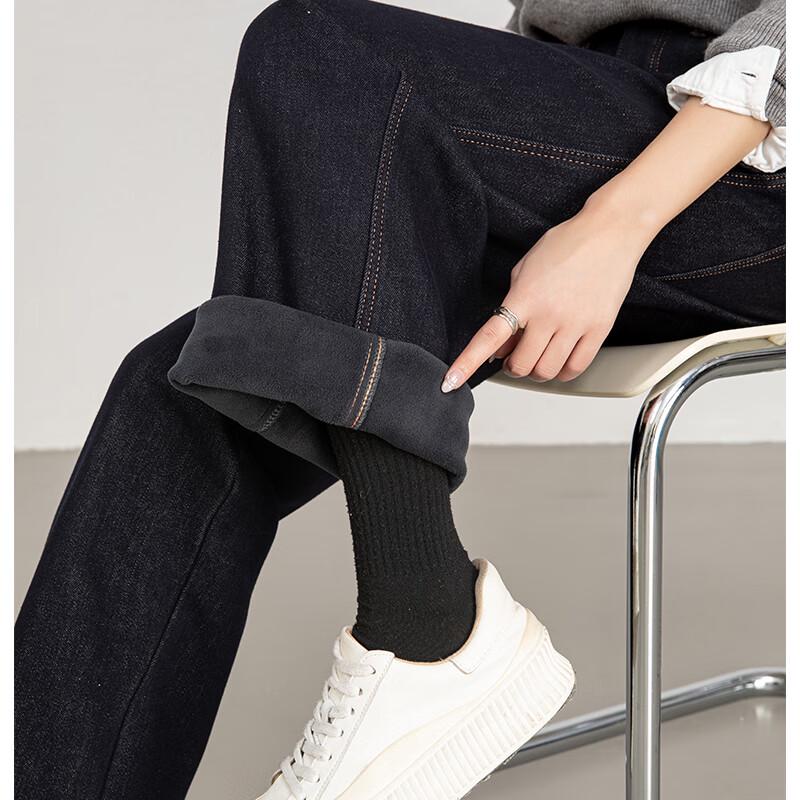 Женские зимние джинсы VanZhen с флисовой подкладкой, высокой талией и широкими штанинами