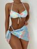 European beautiful women split swimsuit lace-up sexy neck tie-dye bikini 9911