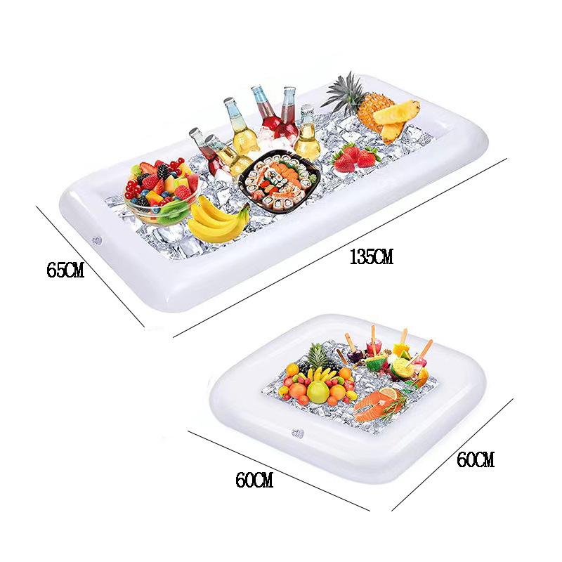 Надувной сервировочный бар Салатный поднос для льда Контейнеры для еды и напитков Барбекю Пикник Бассейн Вечеринка Товары для шведского стола Салатный поднос для еды и напитков
