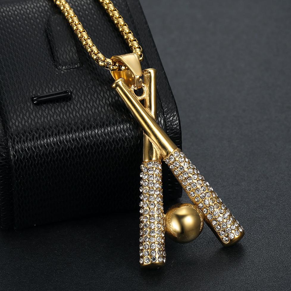 Cross-border Europe, America, Hip Hop Hiphop Pendant, Full Diamond Necklace Baseball Bat Pendant