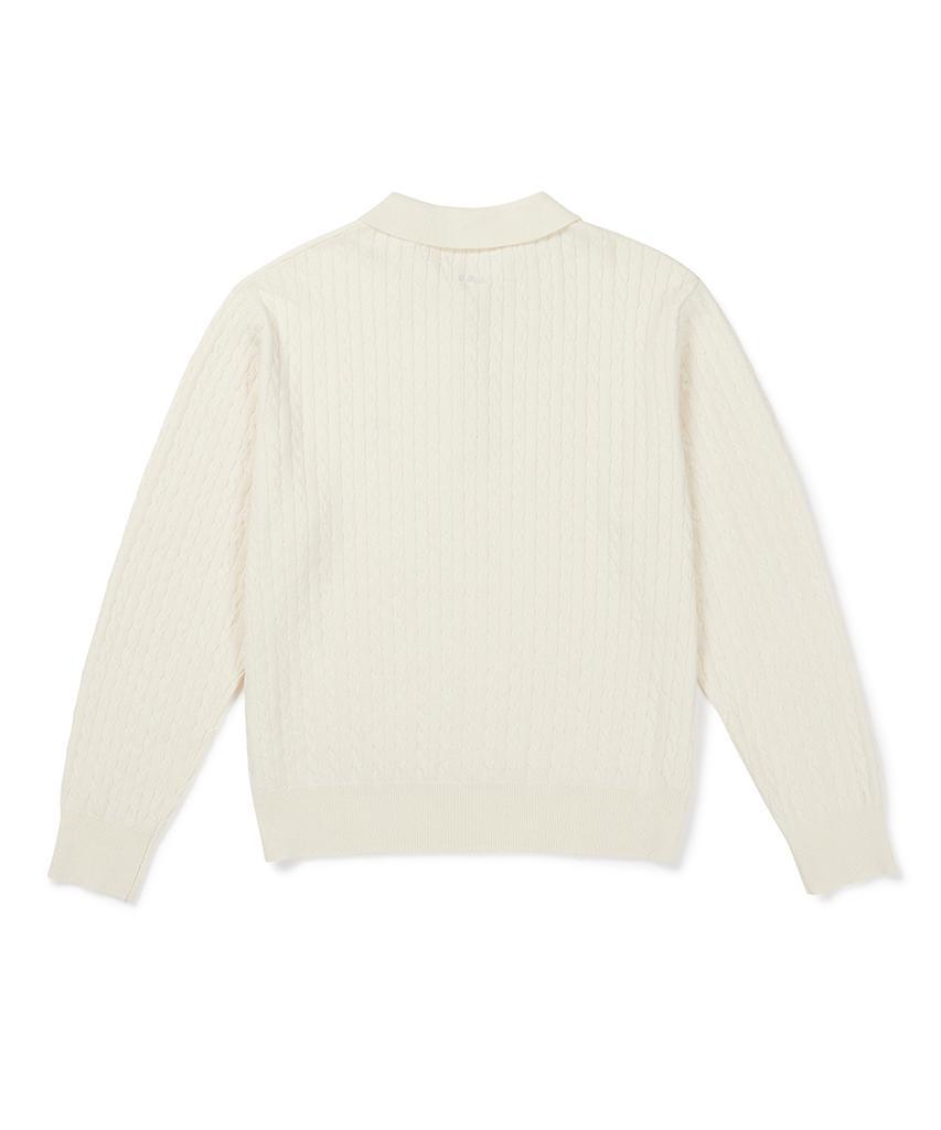 CLOVE [26Fw CLOVE] Вязаный пуловер с воротником-стойкой (слоновая кость)