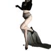 Slim sexy black silk pantyhose black shiny stockings women's tall extended black silk aurora seamless crotch jumpsuit