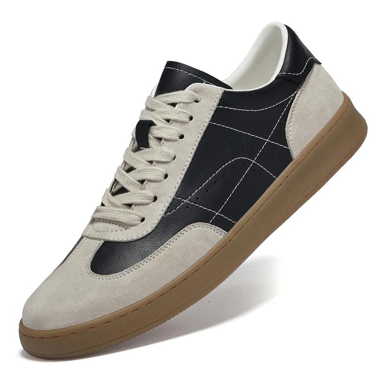 Fashion Men's Casual Shoes Suede Patchwork Leather Sports Shoes Breathable Round-toed Lace-up Lightweight and Comfortable Walking Shoes